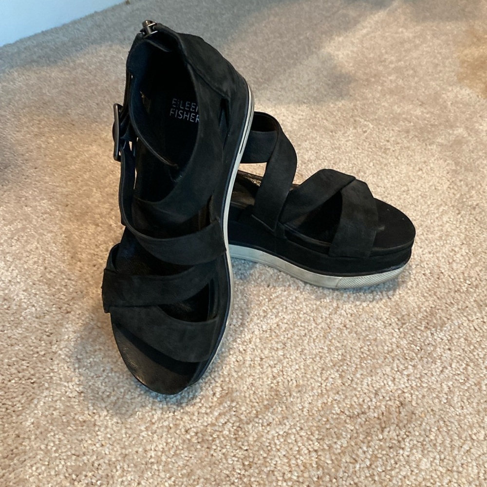 Eileen Fisher Black Platform Sandals